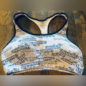 Aeriefit white and blue sports bra size large